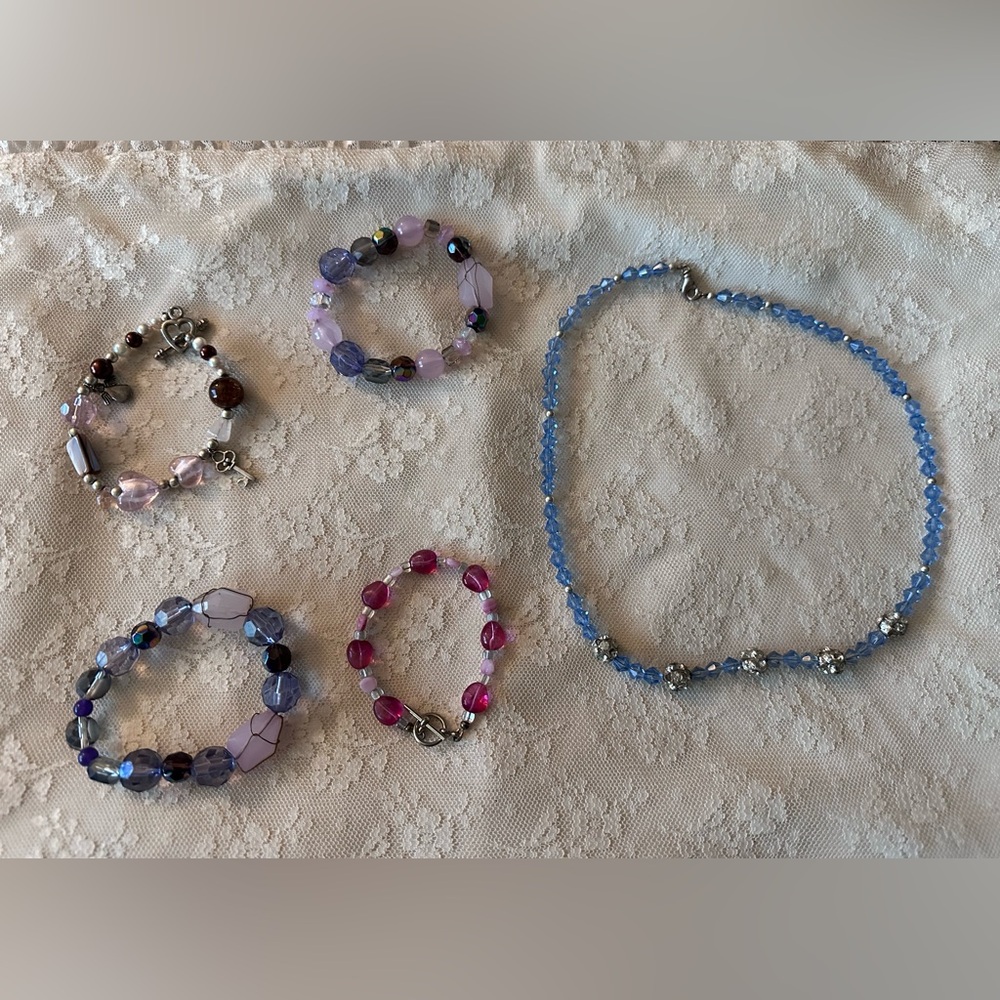 5 piece jewelry lot silver tone